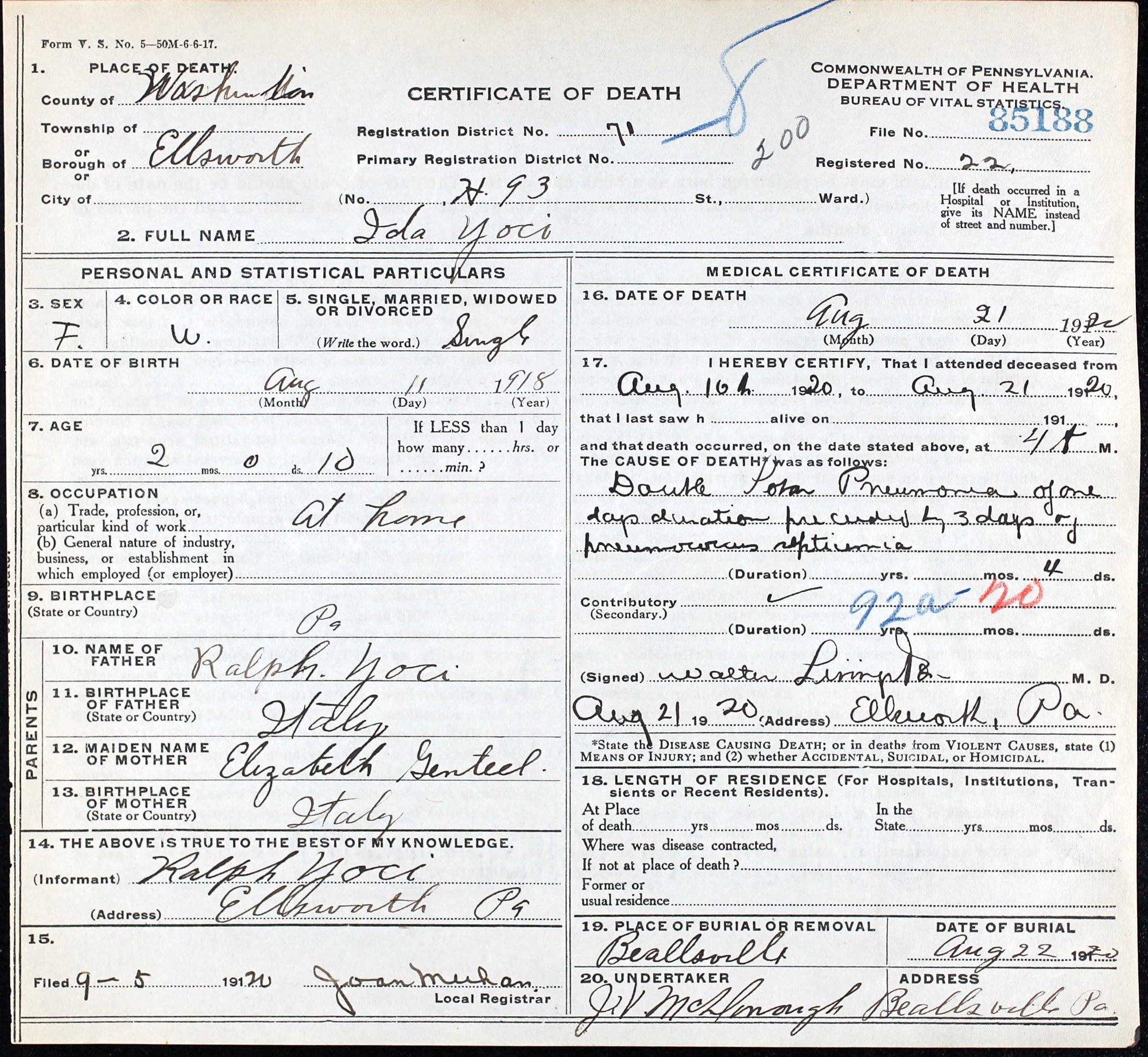 death certificate